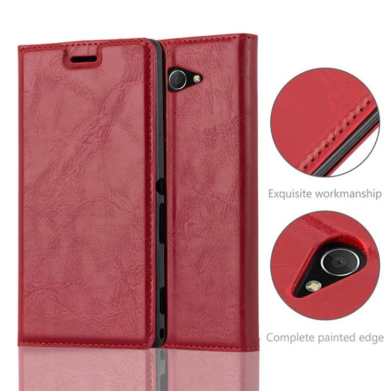 Cadorabo Hülle kompatibel mit Sony Xperia M2 / M2 AQUA Schutzhülle mit Magnetverschluss, Standfunktion und Kartenfach