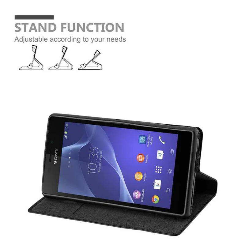 Cadorabo Hülle kompatibel mit Sony Xperia M2 / M2 AQUA Schutzhülle mit Magnetverschluss, Standfunktion und Kartenfach