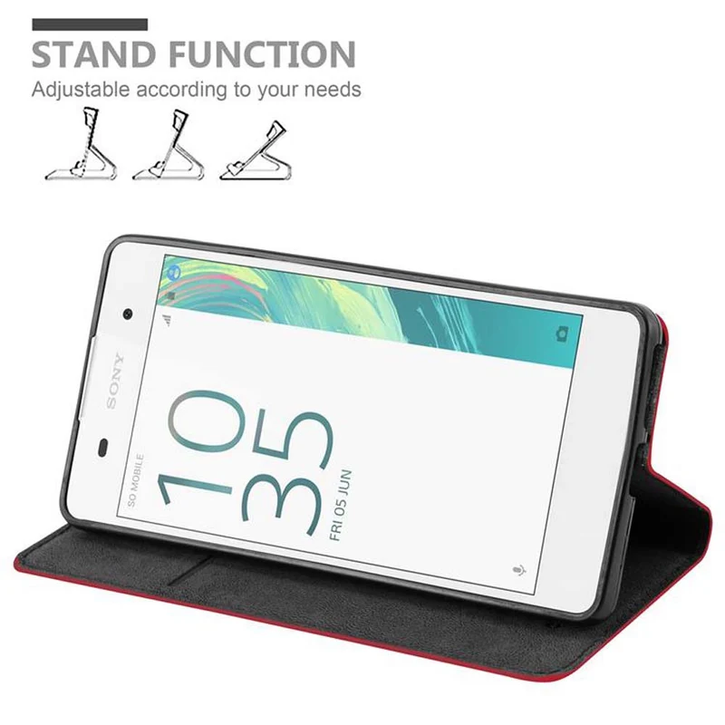Cadorabo Hülle kompatibel mit Sony Xperia E5 Schutzhülle mit Magnetverschluss, Standfunktion und Kartenfach