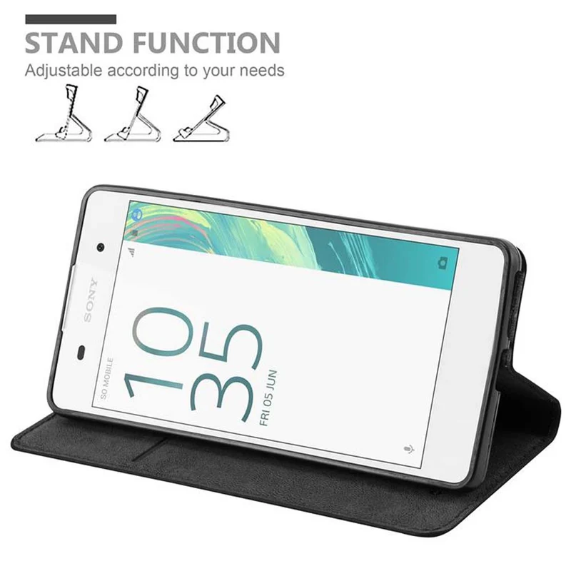 Cadorabo Hülle kompatibel mit Sony Xperia E5 Schutzhülle mit Magnetverschluss, Standfunktion und Kartenfach