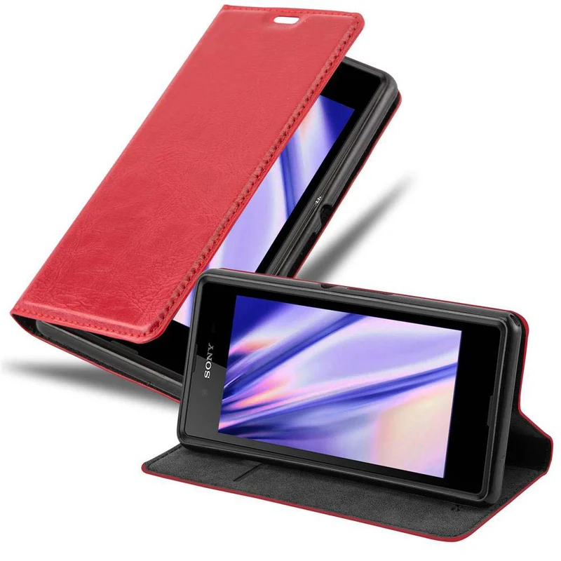 Cadorabo Hülle kompatibel mit Sony Xperia E3 Schutzhülle mit Magnetverschluss, Standfunktion und Kartenfach