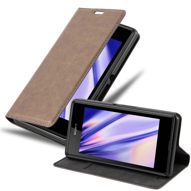 Cadorabo Hülle kompatibel mit Sony Xperia E3 Schutzhülle mit Magnetverschluss, Standfunktion und Kartenfach