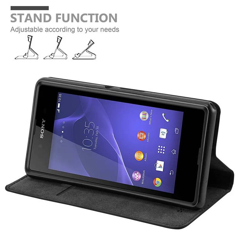 Cadorabo Hülle kompatibel mit Sony Xperia E3 Schutzhülle mit Magnetverschluss, Standfunktion und Kartenfach