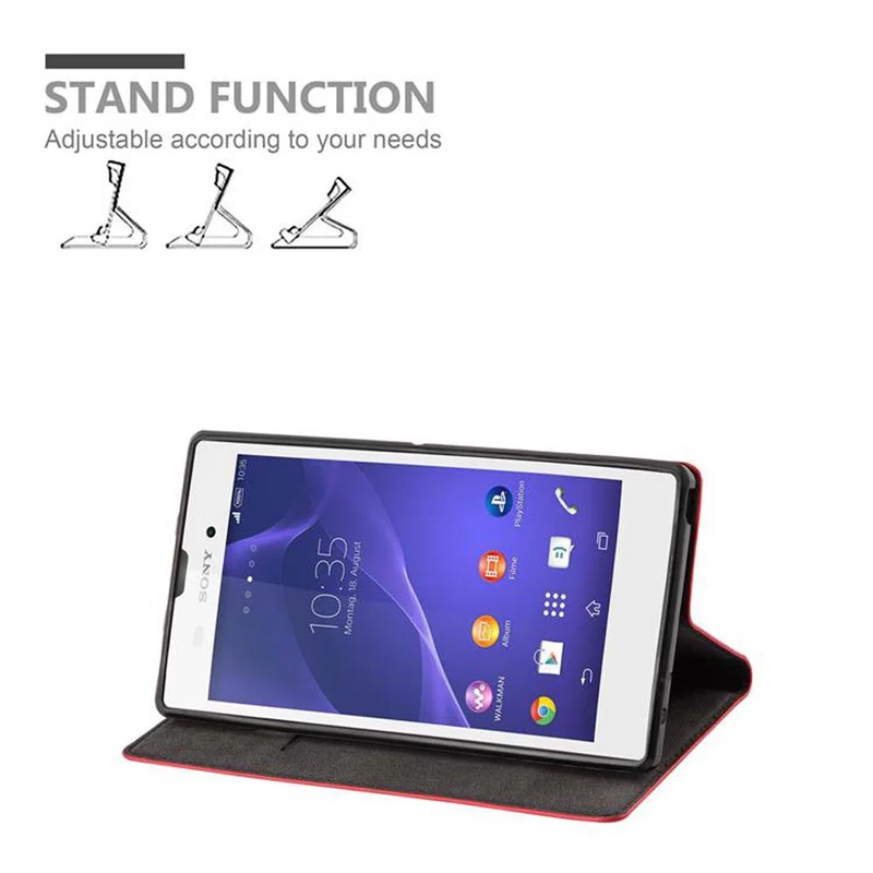 Cadorabo Hülle kompatibel mit Sony Xperia T3 Schutzhülle mit Magnetverschluss, Standfunktion und Kartenfach