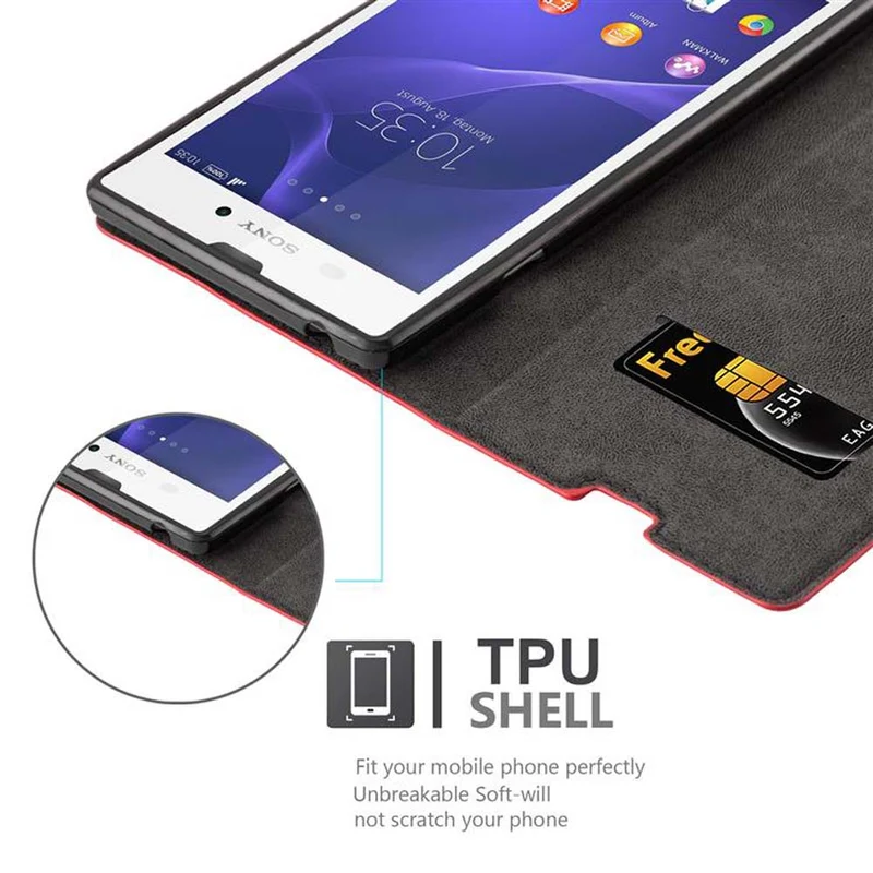 Cadorabo Hülle kompatibel mit Sony Xperia T3 Schutzhülle mit Magnetverschluss, Standfunktion und Kartenfach