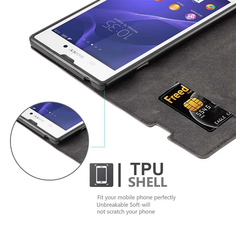 Cadorabo Hülle kompatibel mit Sony Xperia T3 Schutzhülle mit Magnetverschluss, Standfunktion und Kartenfach