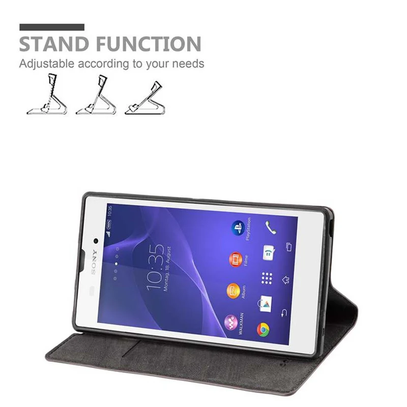 Cadorabo Hülle kompatibel mit Sony Xperia T3 Schutzhülle mit Magnetverschluss, Standfunktion und Kartenfach