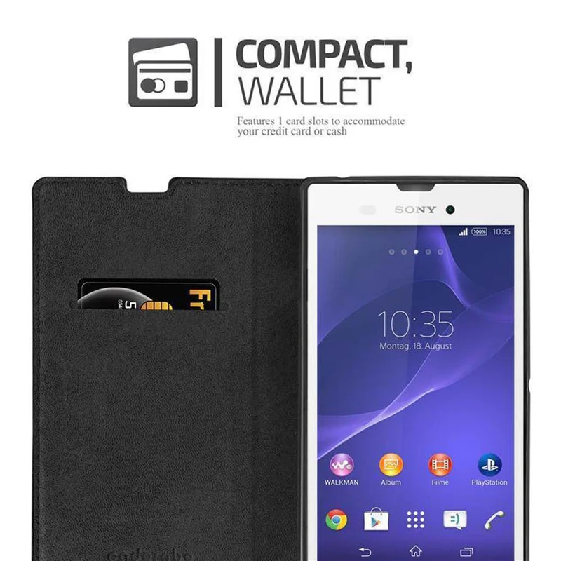 Cadorabo Hülle kompatibel mit Sony Xperia T3 Schutzhülle mit Magnetverschluss, Standfunktion und Kartenfach