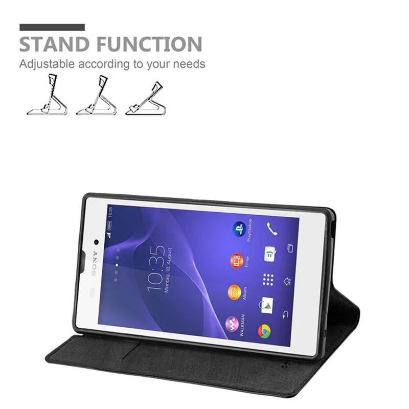 Cadorabo Hülle kompatibel mit Sony Xperia T3 Schutzhülle mit Magnetverschluss, Standfunktion und Kartenfach