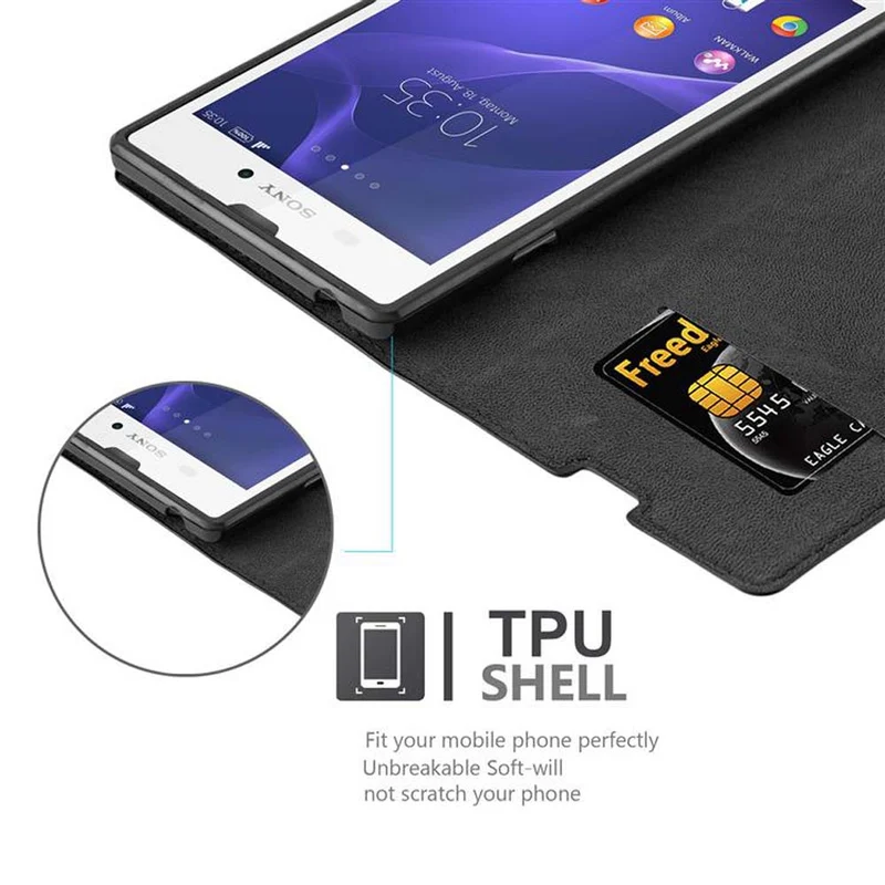 Cadorabo Hülle kompatibel mit Sony Xperia T3 Schutzhülle mit Magnetverschluss, Standfunktion und Kartenfach