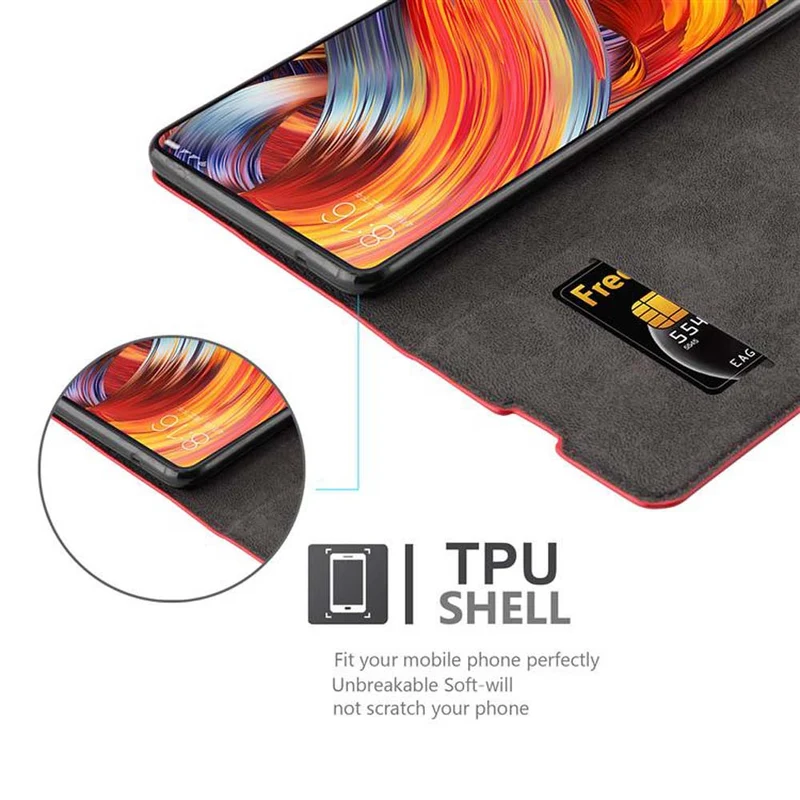 Cadorabo Hülle kompatibel mit Xiaomi Mi MIX 2 Schutzhülle mit Magnetverschluss, Standfunktion und Kartenfach