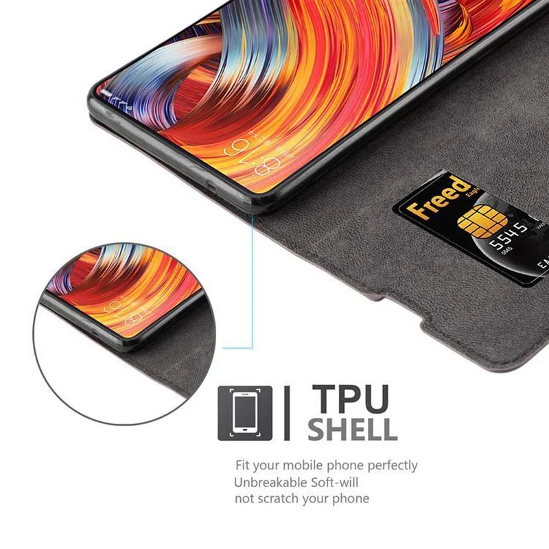 Cadorabo Hülle kompatibel mit Xiaomi Mi MIX 2 Schutzhülle mit Magnetverschluss, Standfunktion und Kartenfach