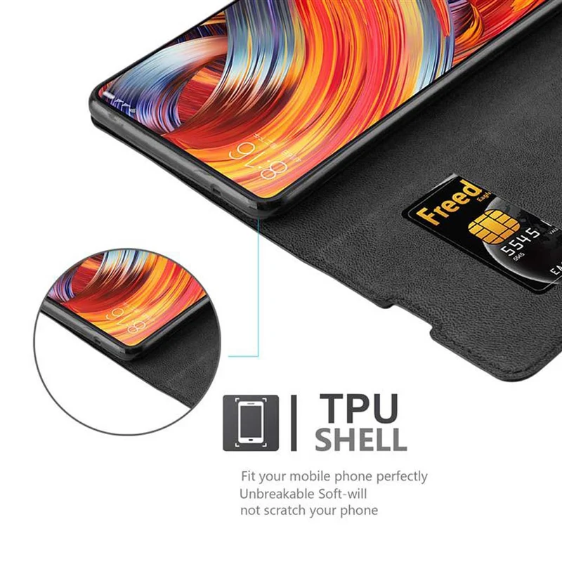 Cadorabo Hülle kompatibel mit Xiaomi Mi MIX 2 Schutzhülle mit Magnetverschluss, Standfunktion und Kartenfach