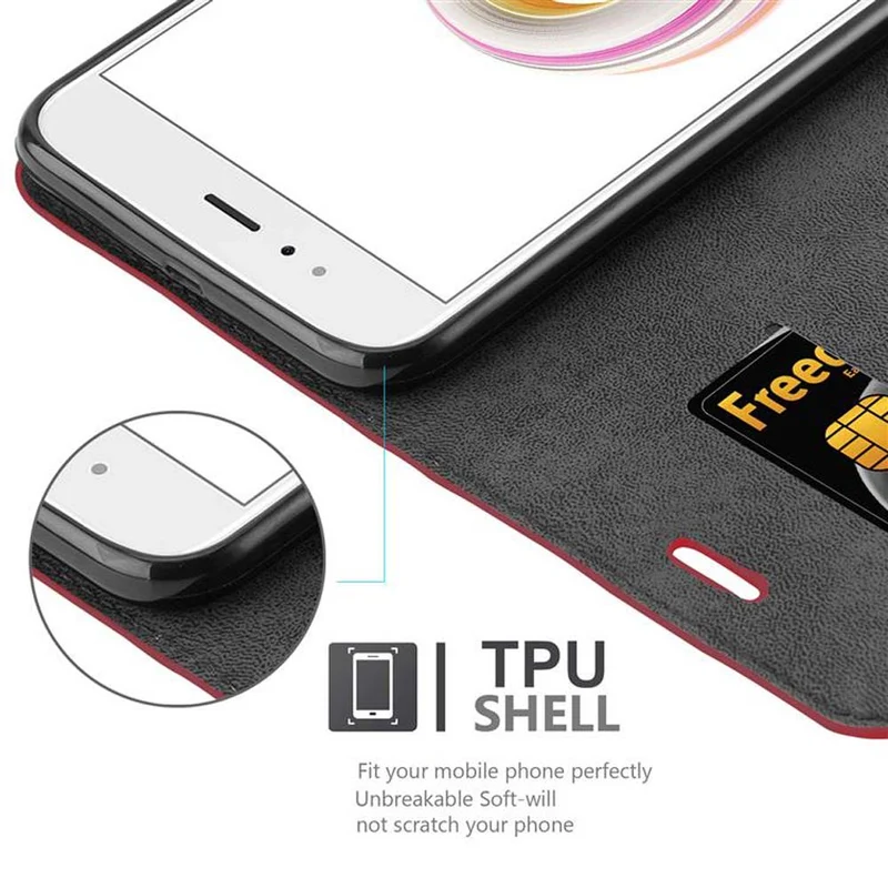 Cadorabo Hülle kompatibel mit Xiaomi Mi A1 / Mi 5X Schutzhülle mit Magnetverschluss, Standfunktion und Kartenfach