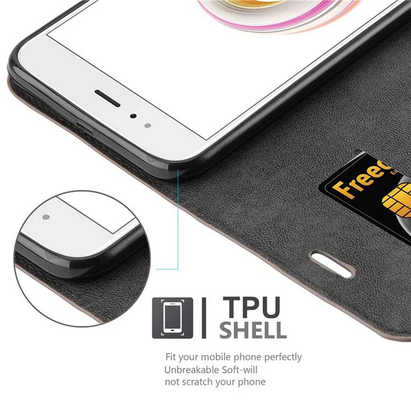 Cadorabo Hülle kompatibel mit Xiaomi Mi A1 / Mi 5X Schutzhülle mit Magnetverschluss, Standfunktion und Kartenfach
