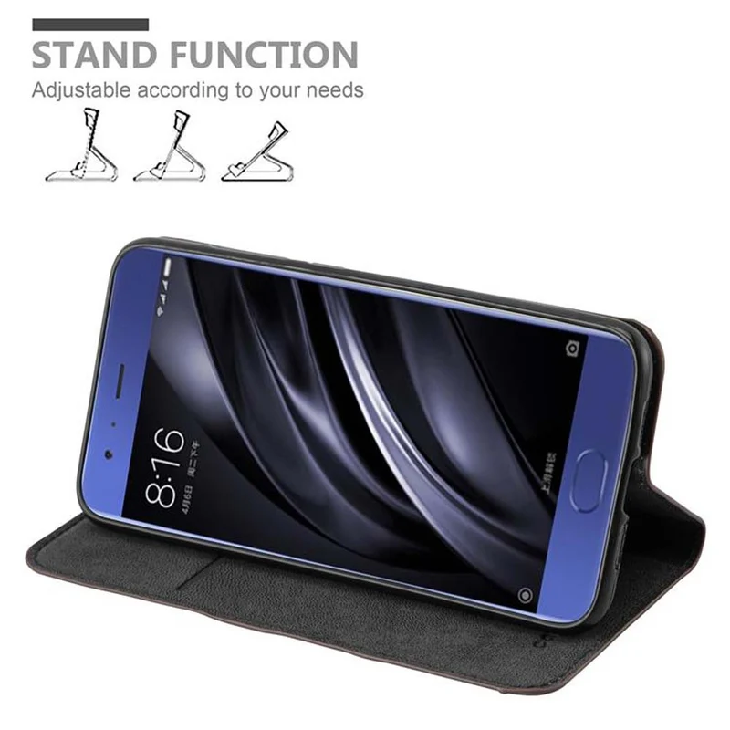 Cadorabo Hülle kompatibel mit Xiaomi Mi 6 Schutzhülle mit Magnetverschluss, Standfunktion und Kartenfach