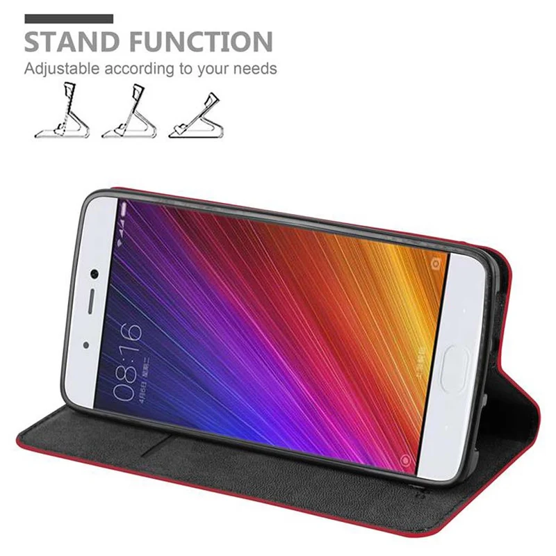 Cadorabo Hülle kompatibel mit Xiaomi Mi 5s Schutzhülle mit Magnetverschluss, Standfunktion und Kartenfach