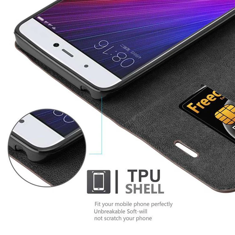 Cadorabo Hülle kompatibel mit Xiaomi Mi 5s Schutzhülle mit Magnetverschluss, Standfunktion und Kartenfach