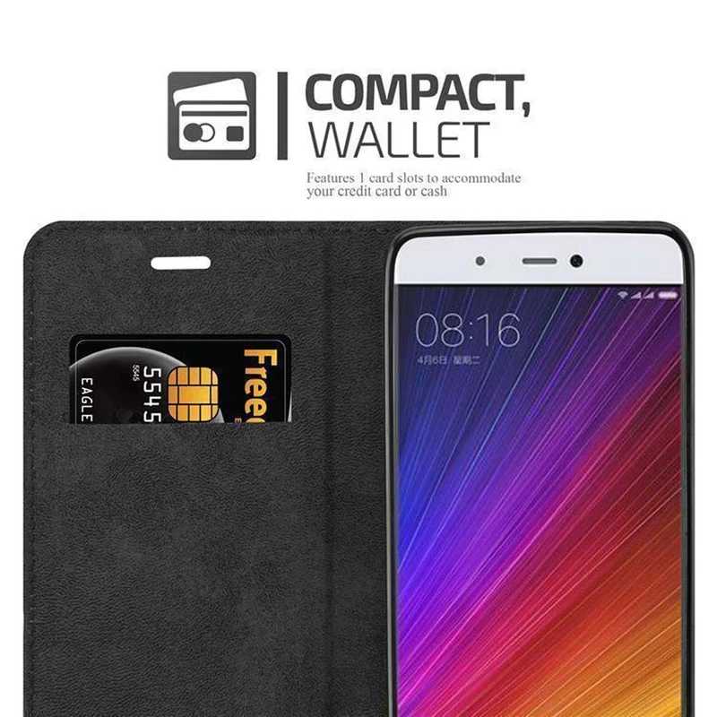 Cadorabo Hülle kompatibel mit Xiaomi Mi 5s Schutzhülle mit Magnetverschluss, Standfunktion und Kartenfach