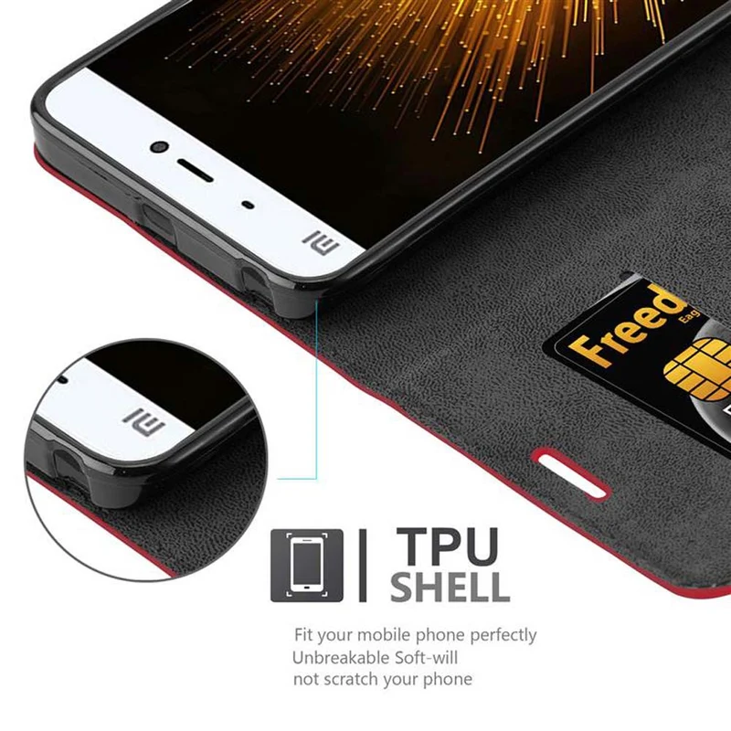 Cadorabo Hülle kompatibel mit Xiaomi Mi 5 Schutzhülle mit Magnetverschluss, Standfunktion und Kartenfach