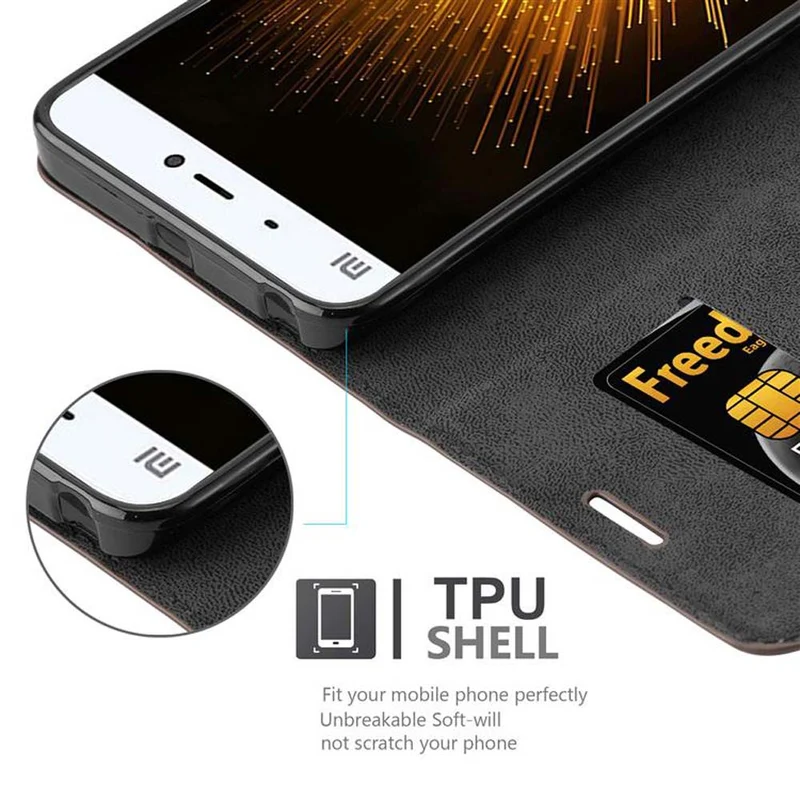 Cadorabo Hülle kompatibel mit Xiaomi Mi 5 Schutzhülle mit Magnetverschluss, Standfunktion und Kartenfach