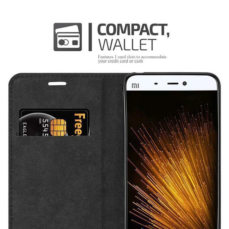 Cadorabo Hülle kompatibel mit Xiaomi Mi 5 Schutzhülle mit Magnetverschluss, Standfunktion und Kartenfach