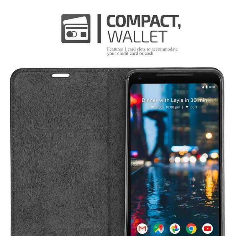 Cadorabo Hülle kompatibel mit Google PIXEL 2 XL Schutzhülle mit Magnetverschluss, Standfunktion und Kartenfach