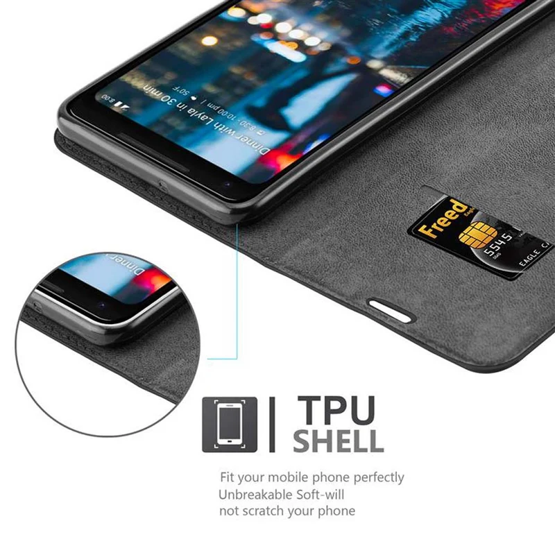 Cadorabo Hülle kompatibel mit Google PIXEL 2 XL Schutzhülle mit Magnetverschluss, Standfunktion und Kartenfach