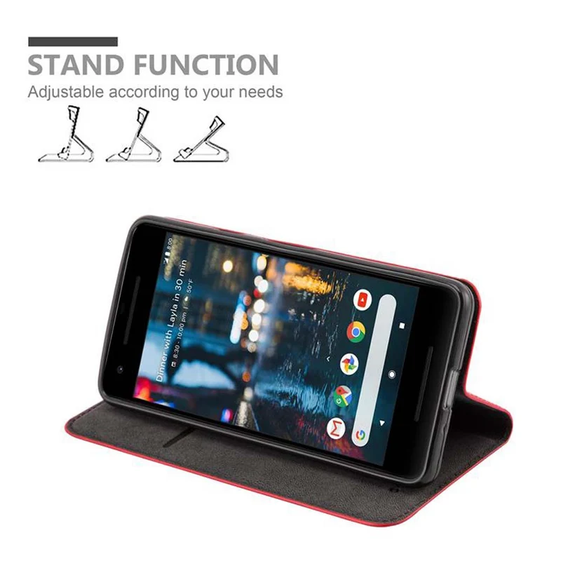 Cadorabo Hülle kompatibel mit Google PIXEL 2 Schutzhülle mit Magnetverschluss, Standfunktion und Kartenfach