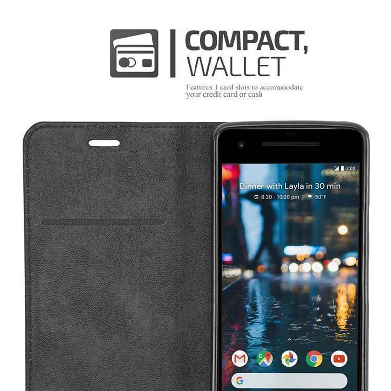 Cadorabo Hülle kompatibel mit Google PIXEL 2 Schutzhülle mit Magnetverschluss, Standfunktion und Kartenfach