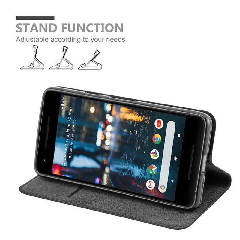 Cadorabo Hülle kompatibel mit Google PIXEL 2 Schutzhülle mit Magnetverschluss, Standfunktion und Kartenfach