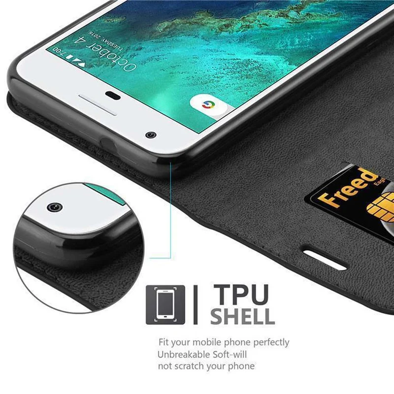 Cadorabo Hülle kompatibel mit Google PIXEL XL Schutzhülle mit Magnetverschluss, Standfunktion und Kartenfach