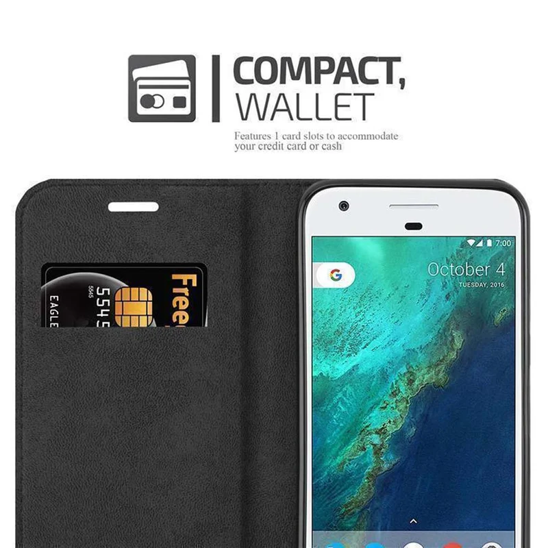 Cadorabo Hülle kompatibel mit Google PIXEL XL Schutzhülle mit Magnetverschluss, Standfunktion und Kartenfach