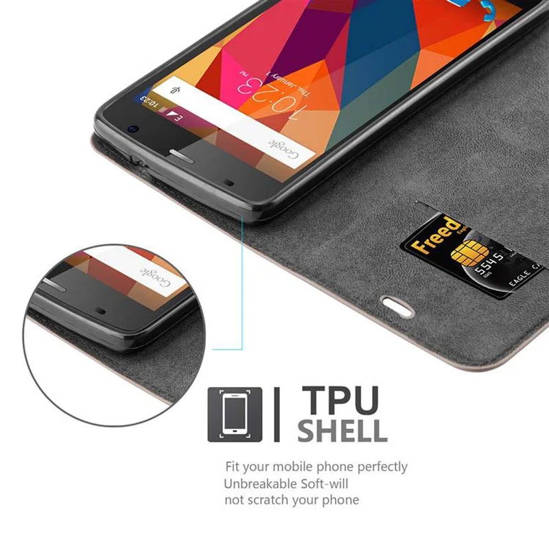 Cadorabo Hülle kompatibel mit ZTE Blade L5 Schutzhülle mit Magnetverschluss, Standfunktion und Kartenfach