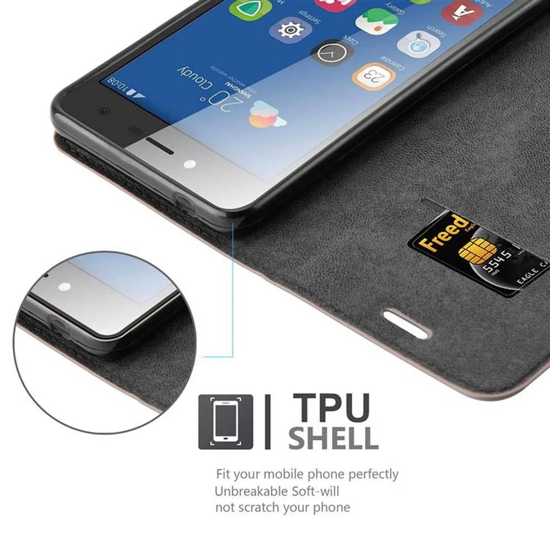 Cadorabo Hülle kompatibel mit ZTE Blade L7 Schutzhülle mit Magnetverschluss, Standfunktion und Kartenfach