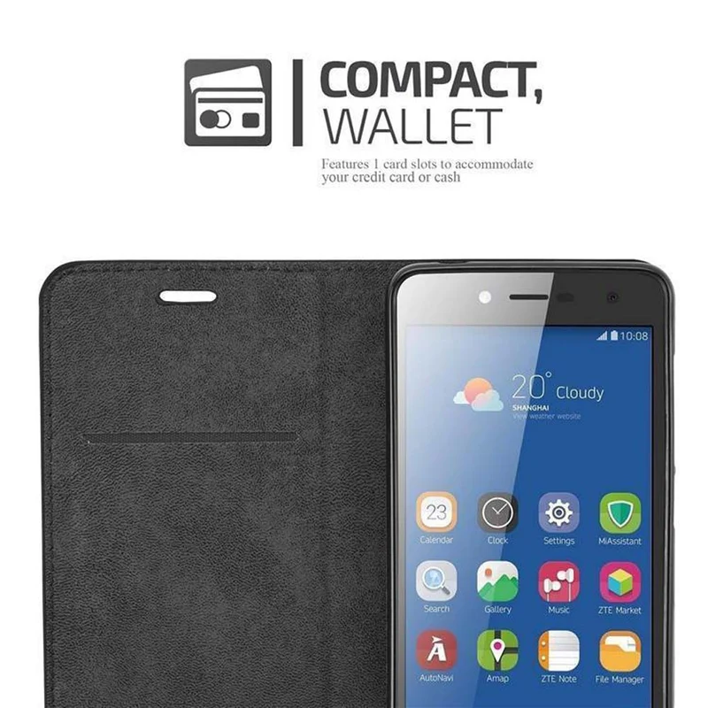 Cadorabo Hülle kompatibel mit ZTE Blade L7 Schutzhülle mit Magnetverschluss, Standfunktion und Kartenfach