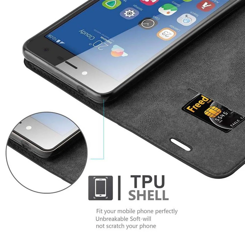 Cadorabo Hülle kompatibel mit ZTE Blade L7 Schutzhülle mit Magnetverschluss, Standfunktion und Kartenfach