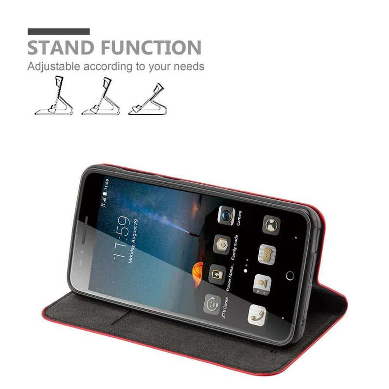 Cadorabo Hülle kompatibel mit ZTE Blade A612 Schutzhülle mit Magnetverschluss, Standfunktion und Kartenfach