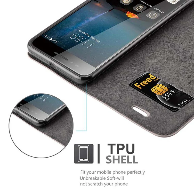 Cadorabo Hülle kompatibel mit ZTE Blade A612 Schutzhülle mit Magnetverschluss, Standfunktion und Kartenfach