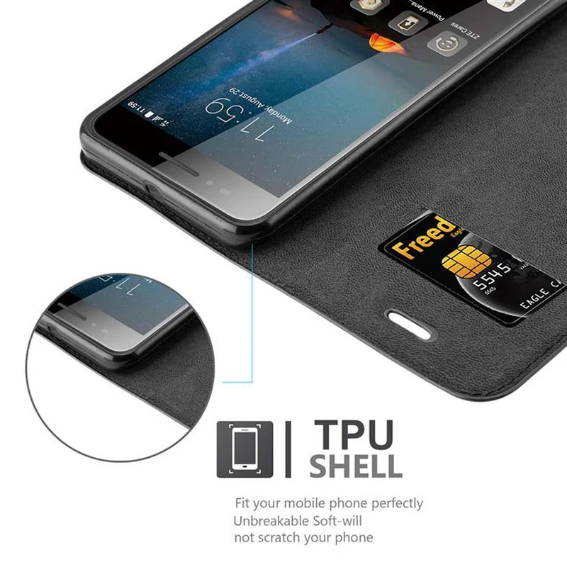 Cadorabo Hülle kompatibel mit ZTE Blade A612 Schutzhülle mit Magnetverschluss, Standfunktion und Kartenfach