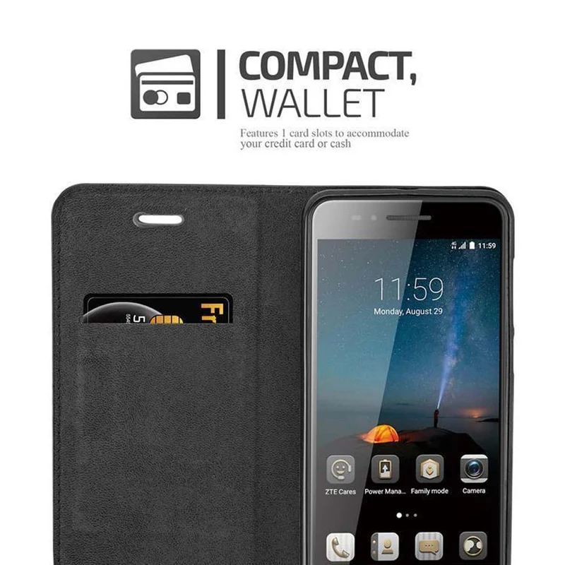 Cadorabo Hülle kompatibel mit ZTE Blade A612 Schutzhülle mit Magnetverschluss, Standfunktion und Kartenfach