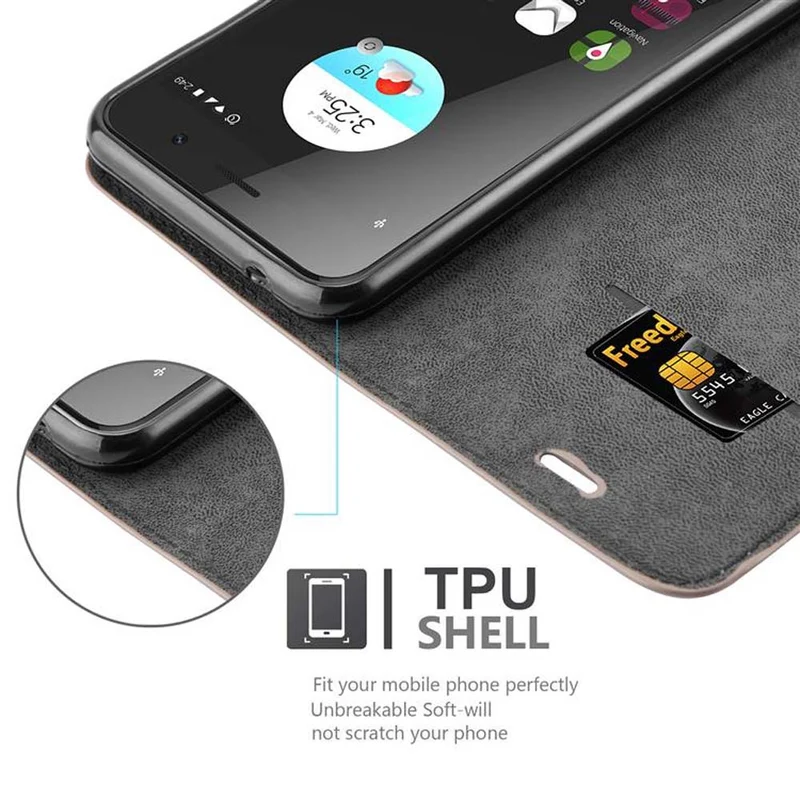 Cadorabo Hülle kompatibel mit ZTE Blade A520 Schutzhülle mit Magnetverschluss, Standfunktion und Kartenfach