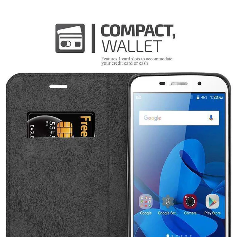 Cadorabo Hülle kompatibel mit ZTE Blade A602 Schutzhülle mit Magnetverschluss, Standfunktion und Kartenfach