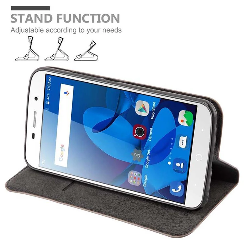 Cadorabo Hülle kompatibel mit ZTE Blade A602 Schutzhülle mit Magnetverschluss, Standfunktion und Kartenfach