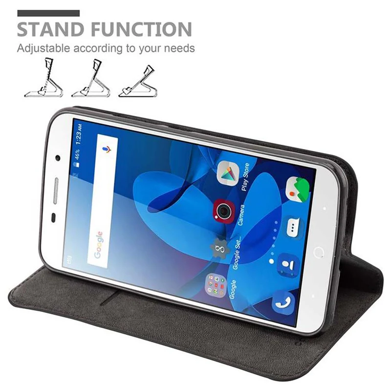 Cadorabo Hülle kompatibel mit ZTE Blade A602 Schutzhülle mit Magnetverschluss, Standfunktion und Kartenfach