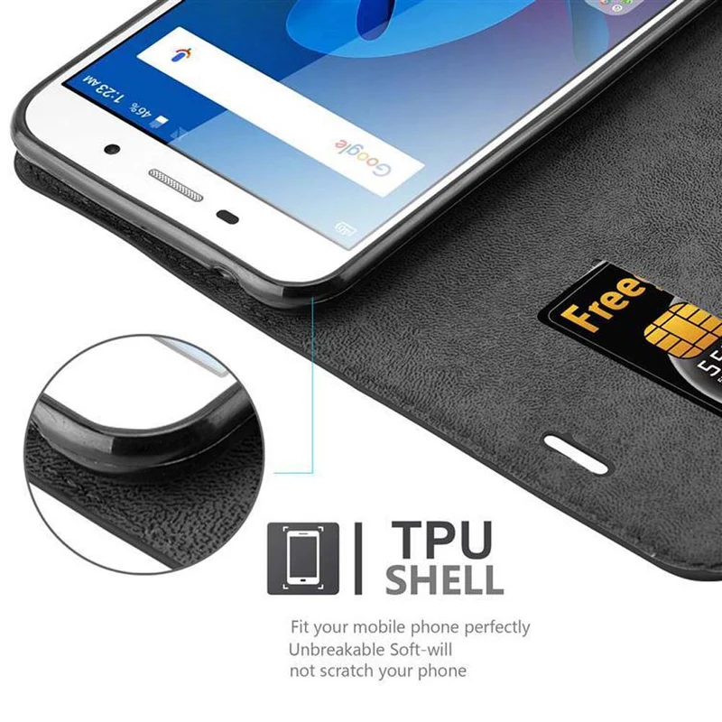 Cadorabo Hülle kompatibel mit ZTE Blade A602 Schutzhülle mit Magnetverschluss, Standfunktion und Kartenfach