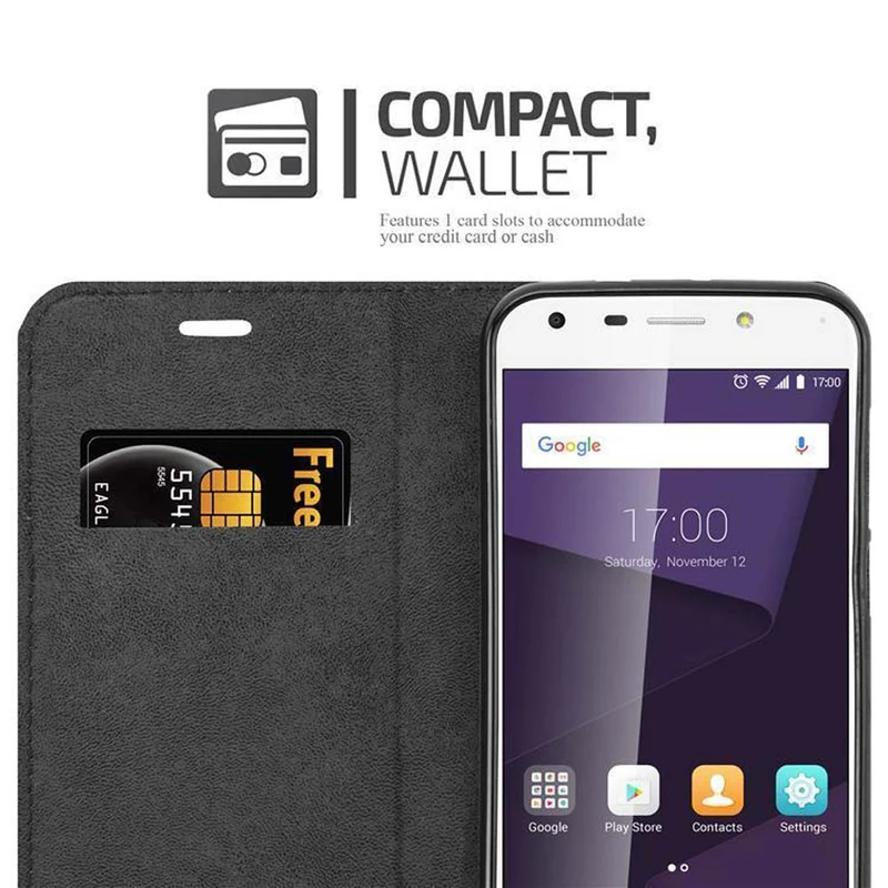 Cadorabo Hülle kompatibel mit ZTE Blade A6 Schutzhülle mit Magnetverschluss, Standfunktion und Kartenfach