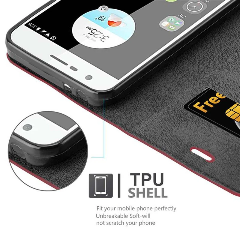 Cadorabo Hülle kompatibel mit ZTE Blade V8 MINI Schutzhülle mit Magnetverschluss, Standfunktion und Kartenfach