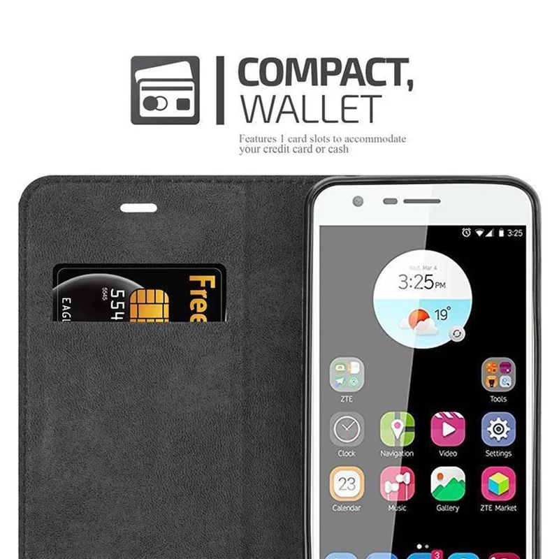 Cadorabo Hülle kompatibel mit ZTE Blade V8 MINI Schutzhülle mit Magnetverschluss, Standfunktion und Kartenfach