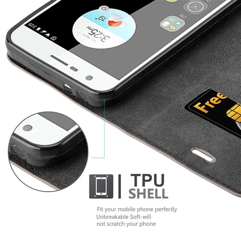 Cadorabo Hülle kompatibel mit ZTE Blade V8 MINI Schutzhülle mit Magnetverschluss, Standfunktion und Kartenfach